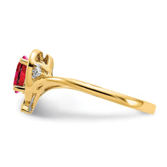 14k Ruby and Diamond Heart Ring