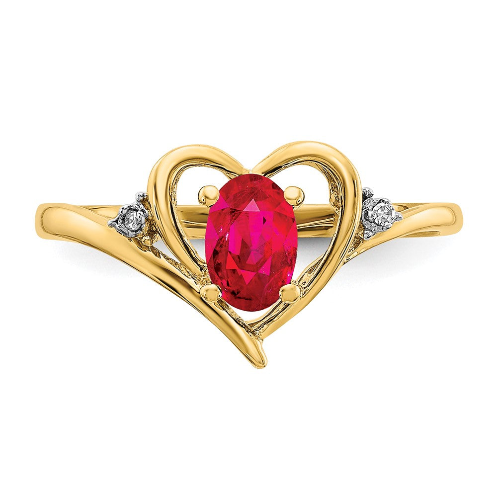 14k Ruby and Diamond Heart Ring