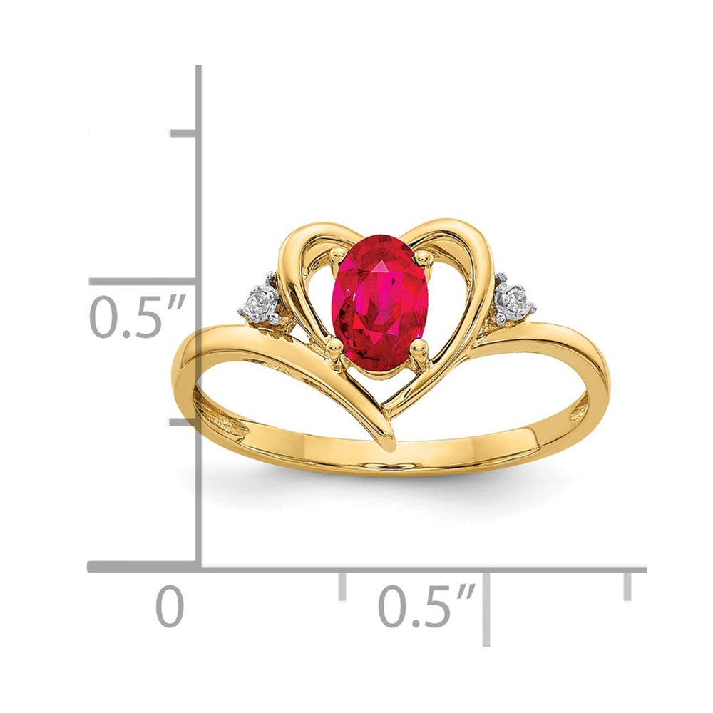 14k Ruby and Diamond Heart Ring