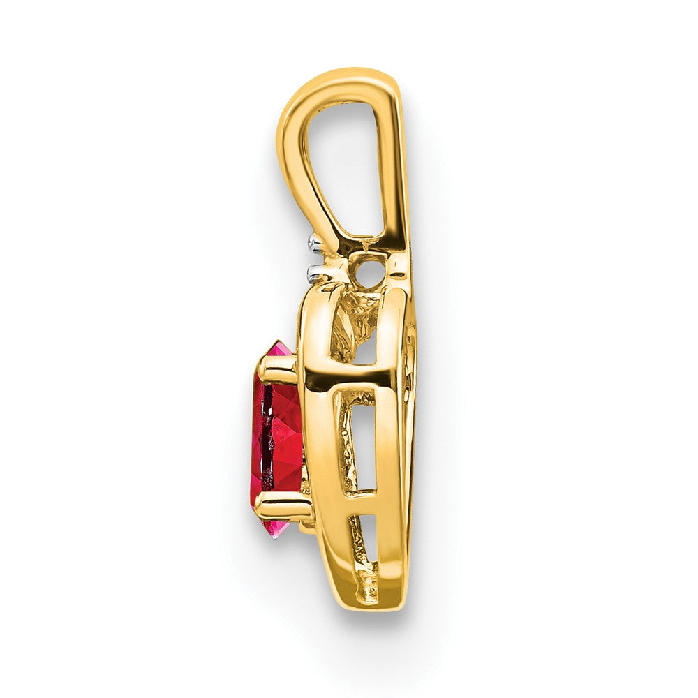 14k Ruby and Diamond Heart Pendant - 2