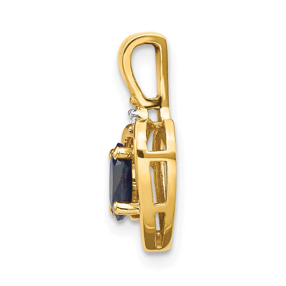 14k Sapphire and Diamond Heart Pendant