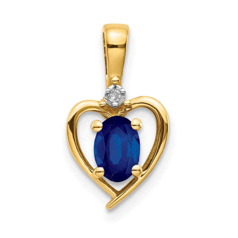 14k Sapphire and Diamond Heart Pendant