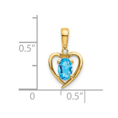 14k Blue Topaz and Diamond Heart Pendant