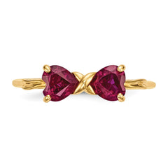 14k Gold Polished Created Ruby Bow Ring