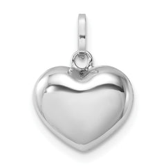 14k White Gold 3D Puffed Heart Pendant - 2