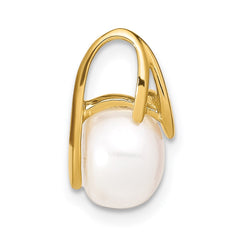 14k 8-9mm White Button Freshwater Cultured Pearl Pendant Slide - 2