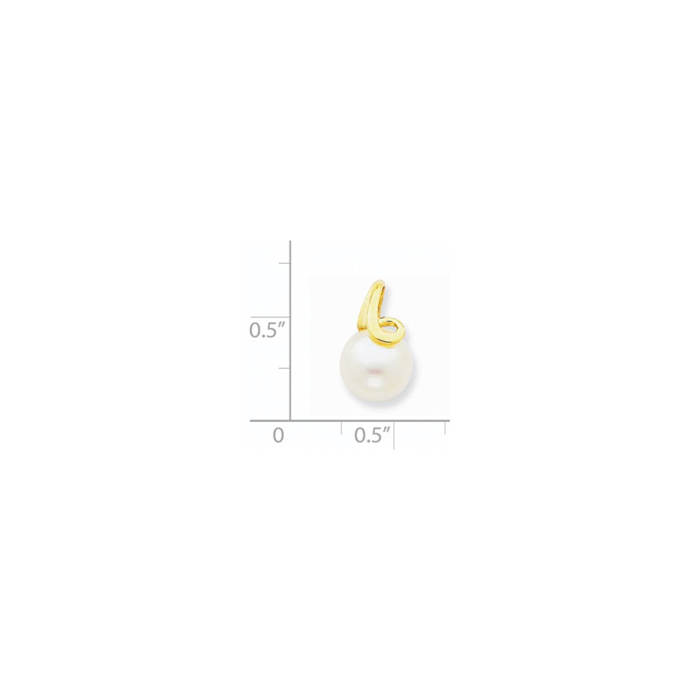 14k 8-9mm White Button Freshwater Cultured Pearl Pendant Slide - 2