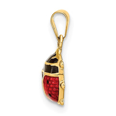14K Polished Red/Black Enamel Ladybug Pendant - 2