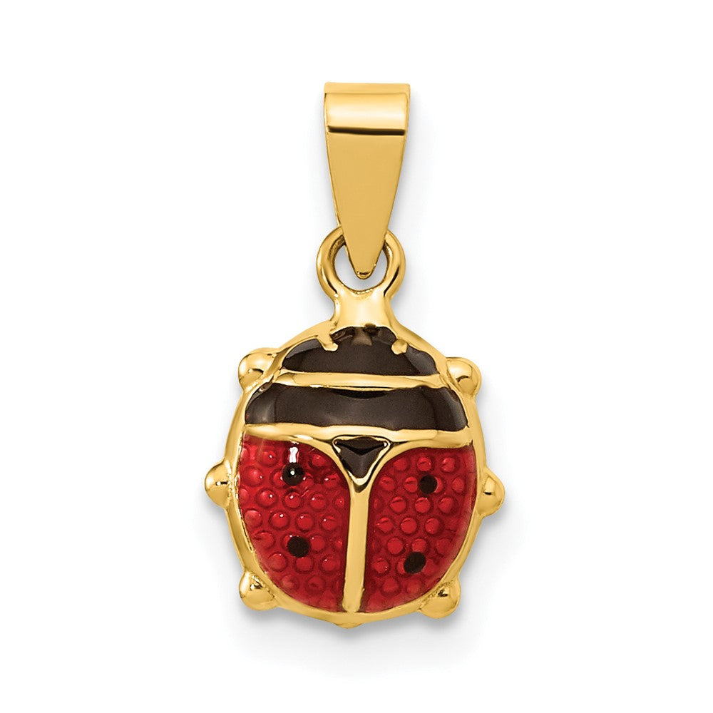 14K Polished Red/Black Enamel Ladybug Pendant - 2