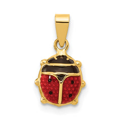 14K Polished Red/Black Enamel Ladybug Pendant - 2