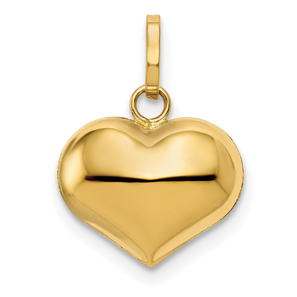 14K Polished 3-D Puffed Heart Pendant - 12