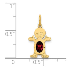 14K Boy 6x4 Oval Genuine Garnet-January