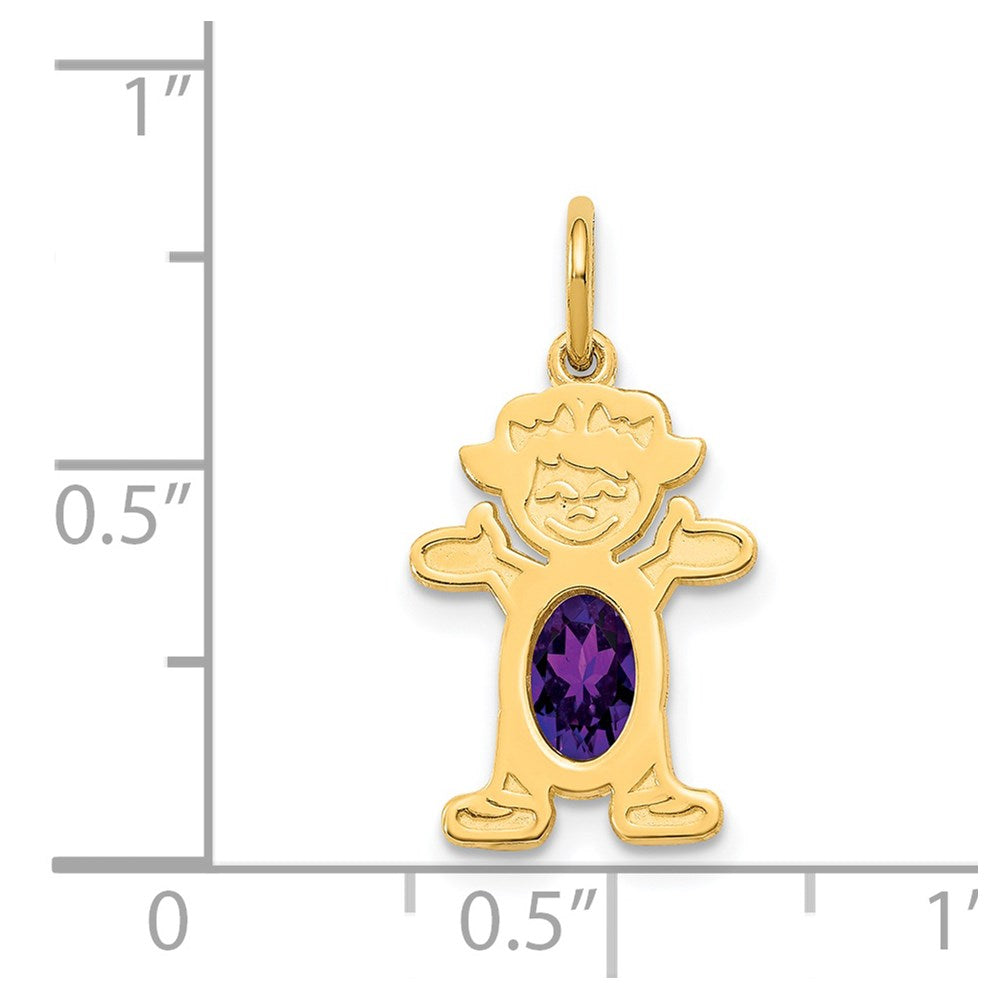 14K Girl 6x4 Oval Genuine Amethyst-February