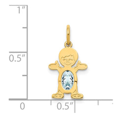 14K Boy 6x4 Oval Genuine Aquamarine-March