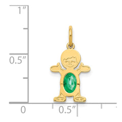 14K Boy 6x4 Oval Genuine Emerald-May