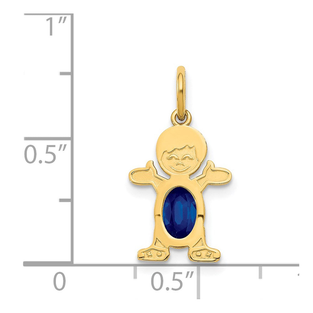 14K Boy 6x4 Oval Genuine Sapphire-September
