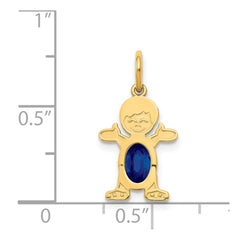 14K Boy 6x4 Oval Genuine Sapphire-September