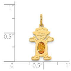 14K Girl 6x4 Oval Genuine Citrine-November