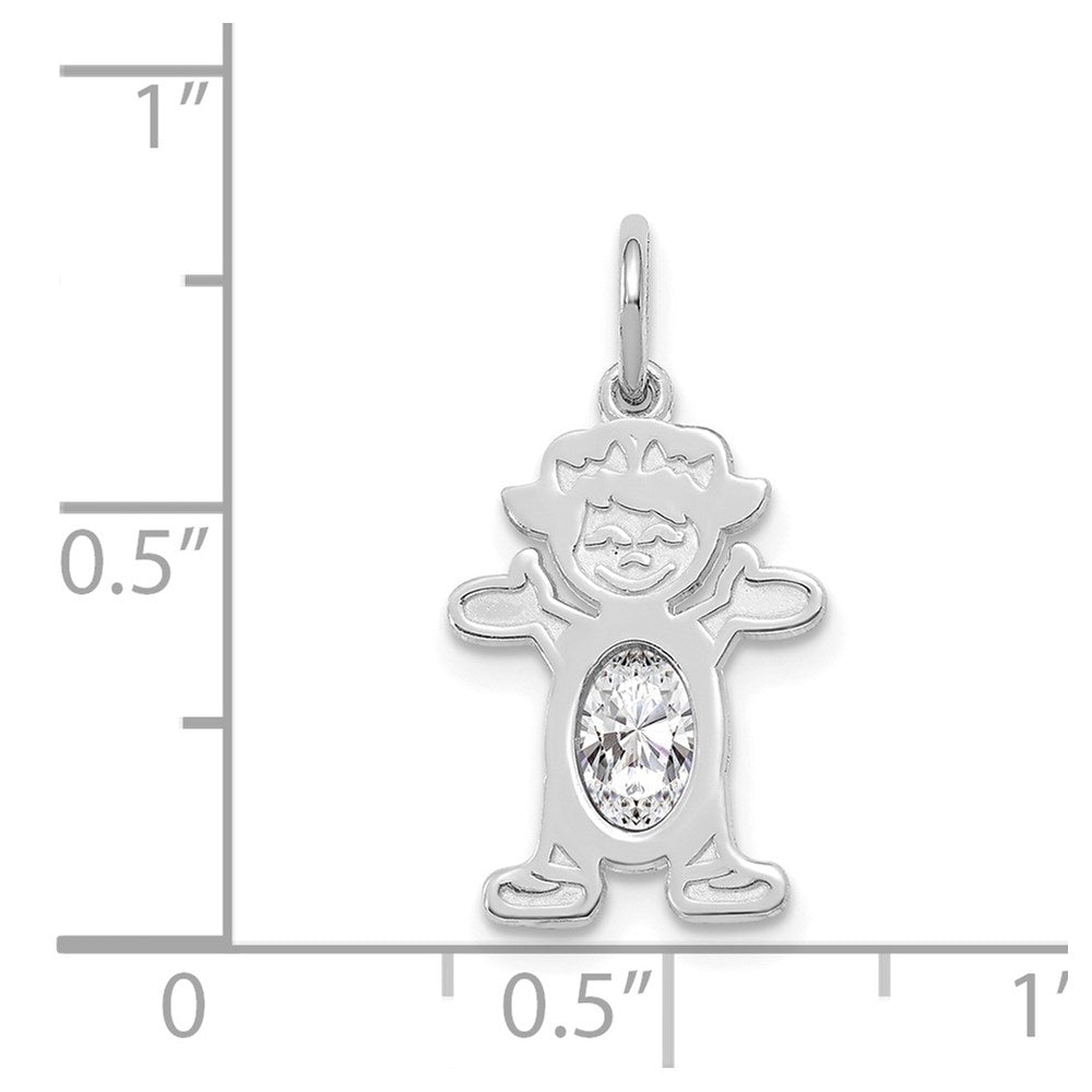 14K White Gold Girl 6x4 Oval Genuine White Topaz-April