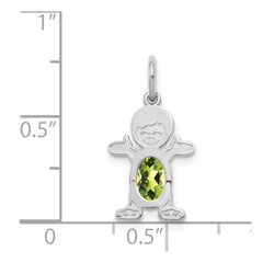 14K White Gold Boy 6x4 Oval Genuine Peridot-August