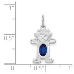 14K White Gold Girl 6x4 Oval Genuine Sapphire-September