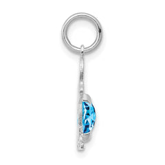 14K White Gold Boy 6x4 Oval Genuine Blue Topaz-December