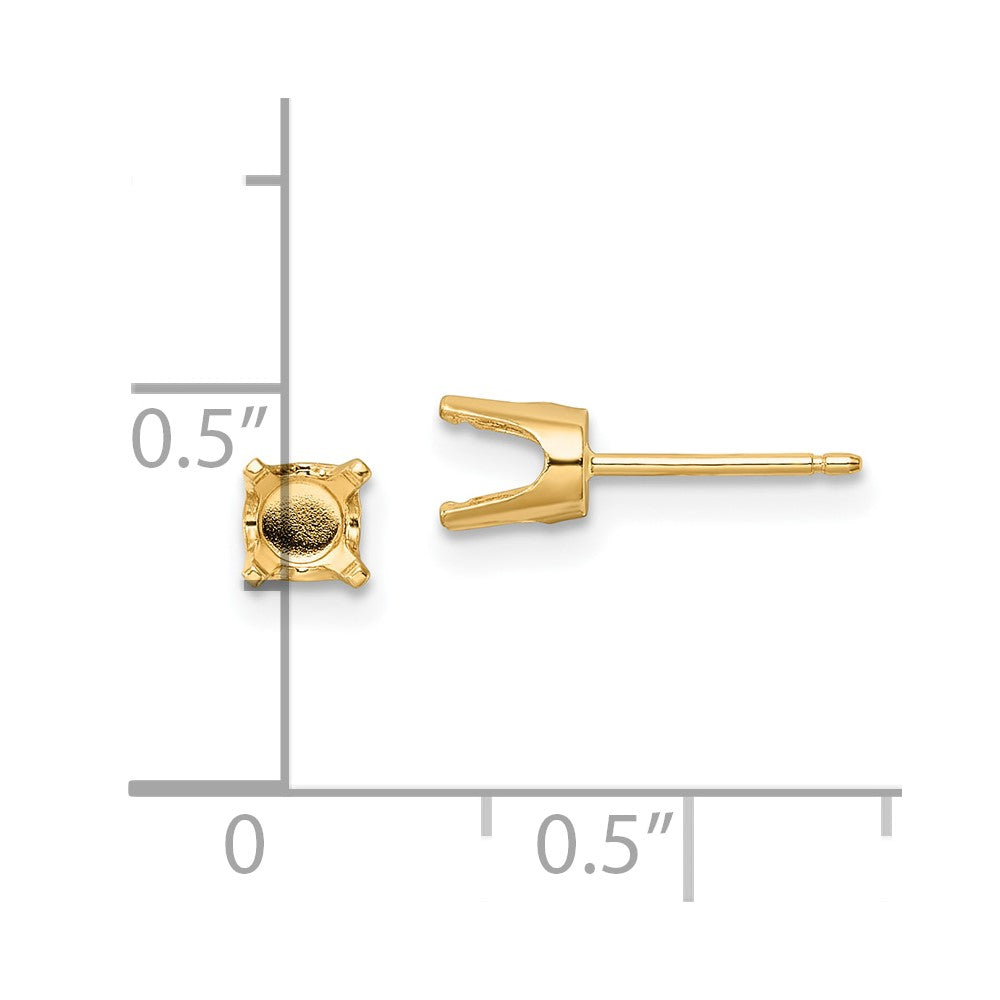 14k 5mm Round Stud Earring Mounting w/backs