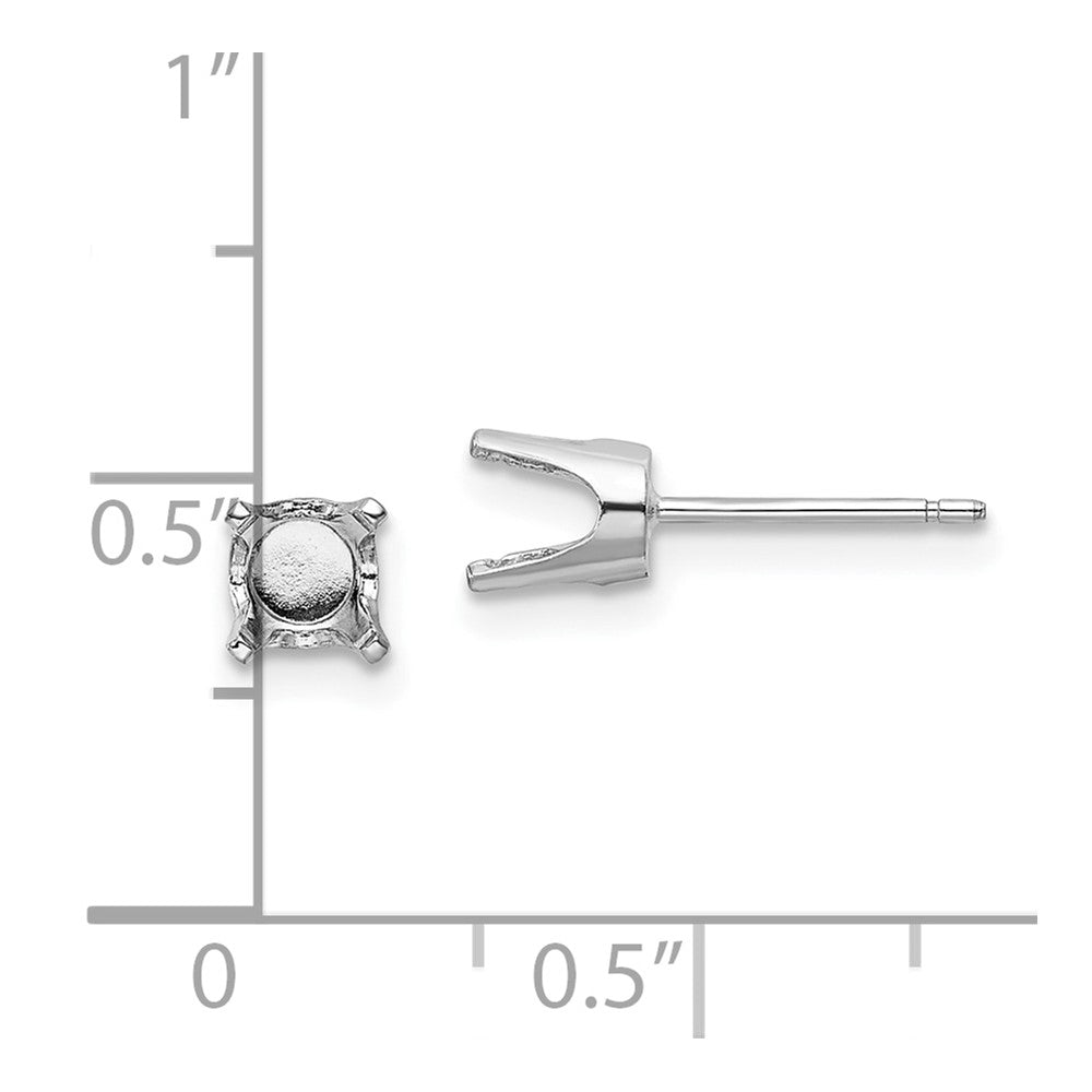 14k White Gold 5mm Round Stud Earring Mounting w/backs