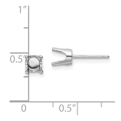 14k White Gold 5mm Round Stud Earring Mounting w/backs