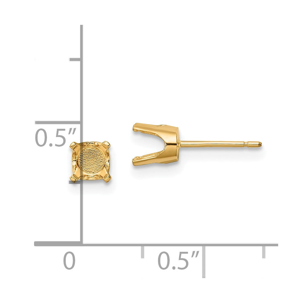 14k 5.5mm Round Stud Earring Mounting w/backs