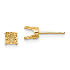 14k 5.5mm Round Stud Earring Mounting w/backs