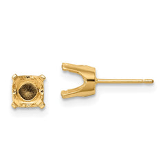 14k 5.75mm Round Stud Earring Mounting w/backs