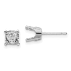 14k White Gold 6.5mm Round Stud Earring Mounting w/backs