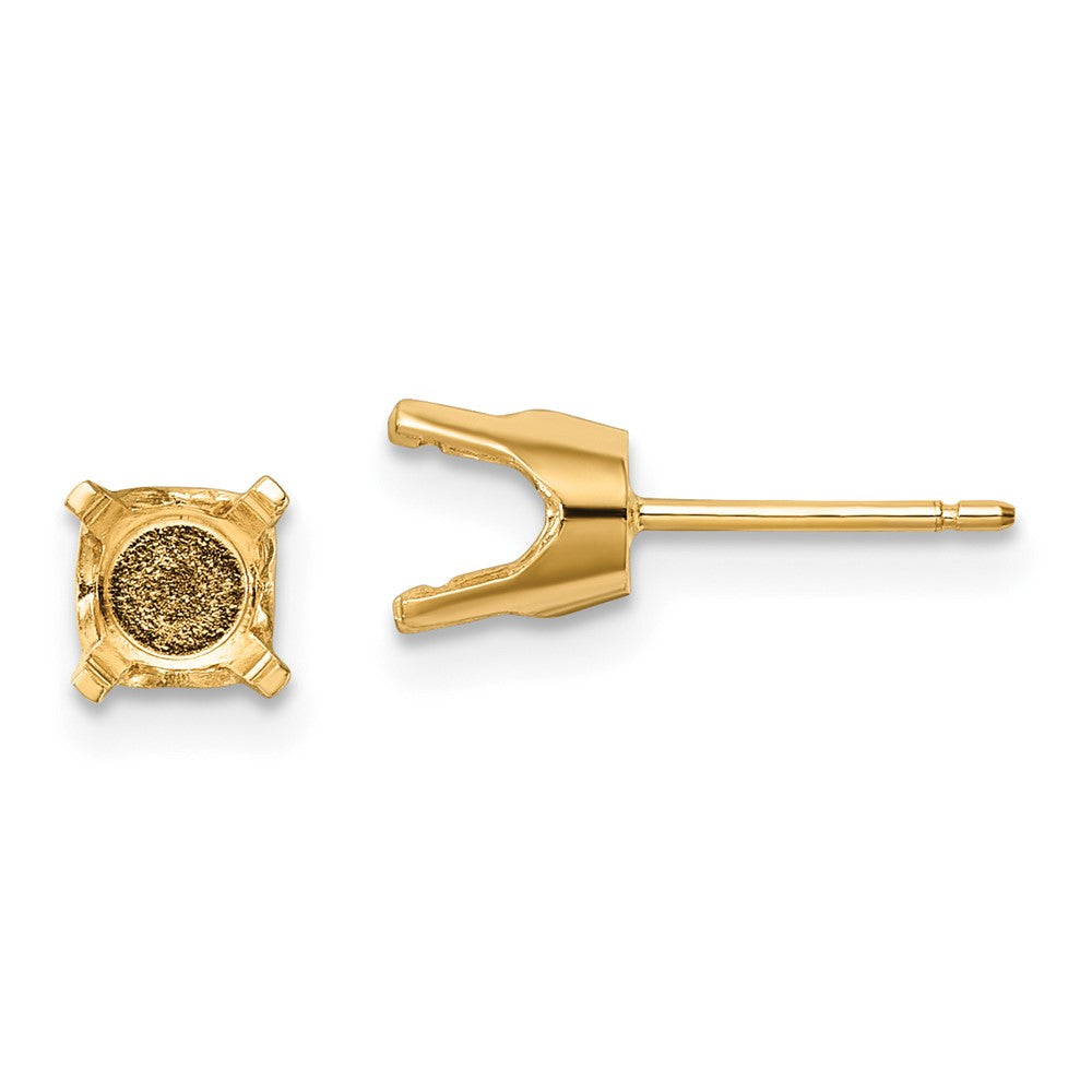 14k 2.75mm Round Stud Earring Mounting w/backs