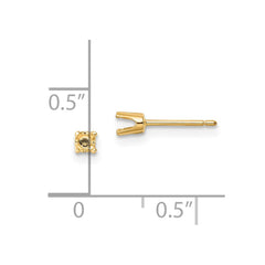 14k 3mm Round Stud Earring Mounting w/backs