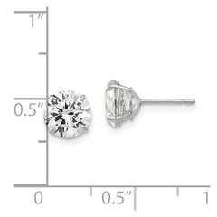 14k White Gold 7mm Round CZ Post Earrings