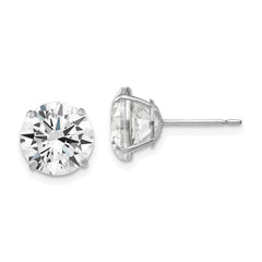14k White Gold 9mm Round CZ Post Earrings