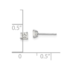14k White Gold 3mm Square CZ Post Earrings