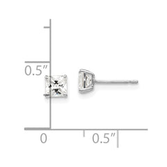 14k White Gold 4mm Square CZ Post Earrings