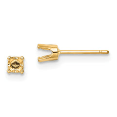 14k 3.25mm Round Stud Earring Mounting w/backs