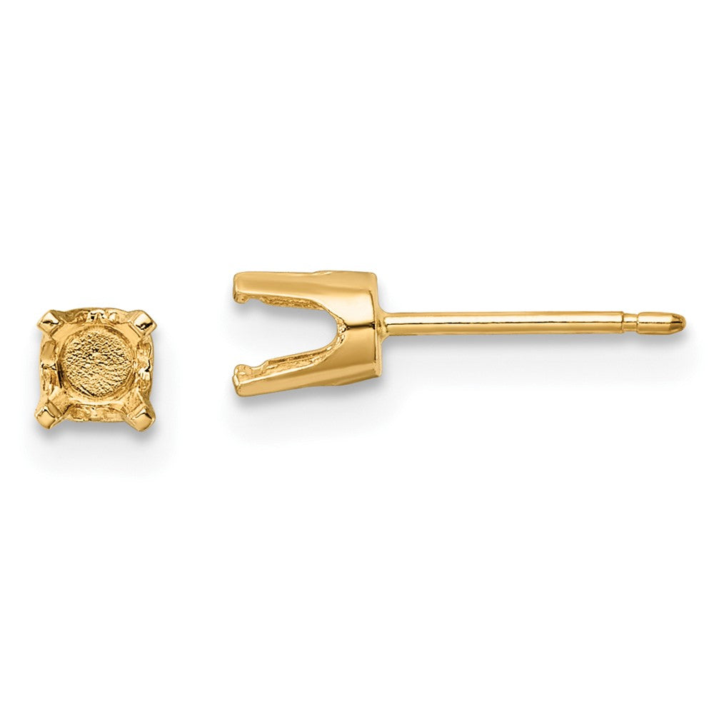 14k 4mm Round Stud Earring Mounting w/backs