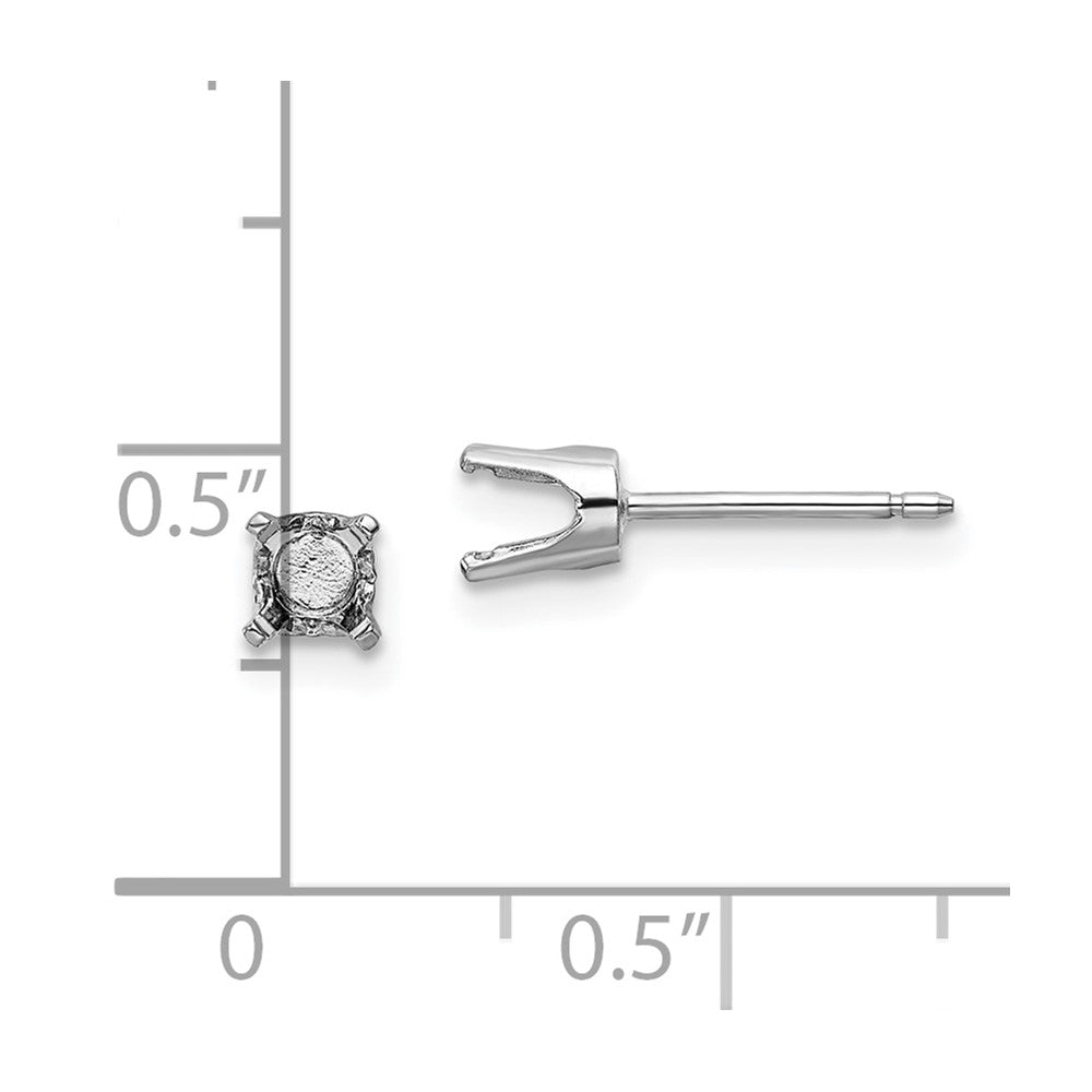 14k White Gold 4.25mm Round Stud Earring Mounting w/backs