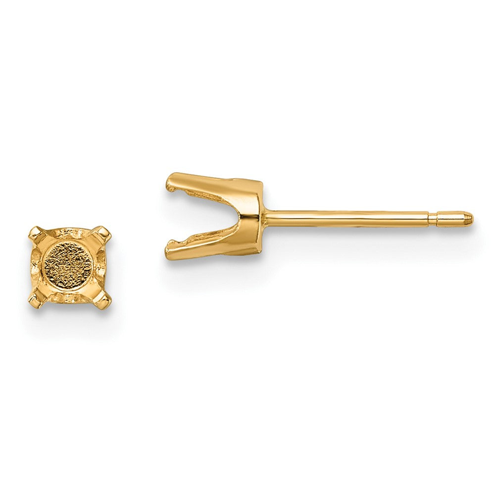 14k 4.25mm Round Stud Earring Mounting w/backs
