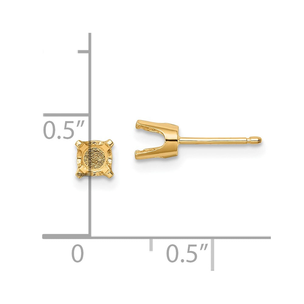 14k 4.5mm Round Stud Earring Mounting w/backs