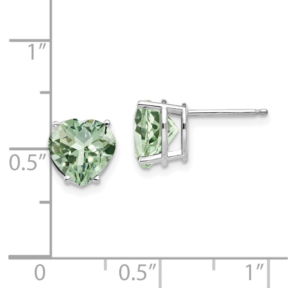 14kw 8mm Heart Green Quartz Earring