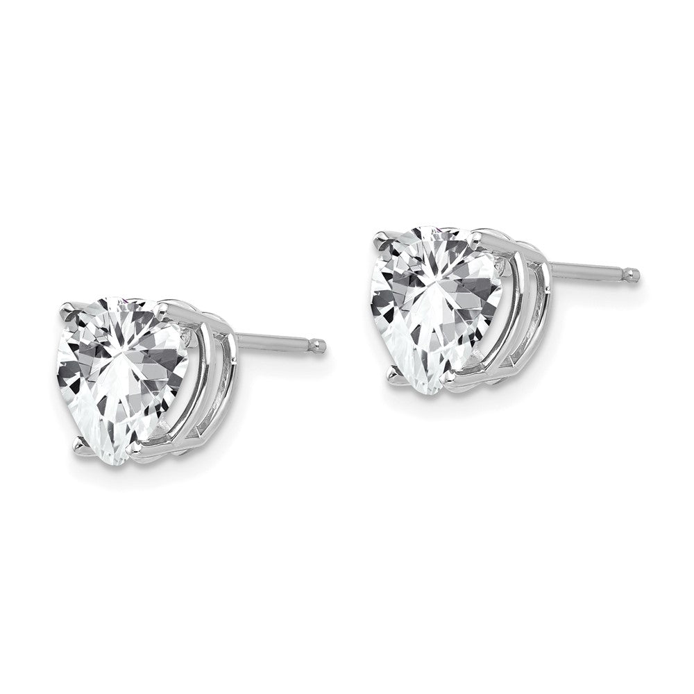 14k White Gold 8mm Cubic Zirconia Heart Stud Earrings