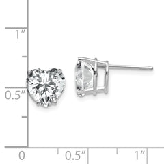 14k White Gold 8mm Cubic Zirconia Heart Stud Earrings