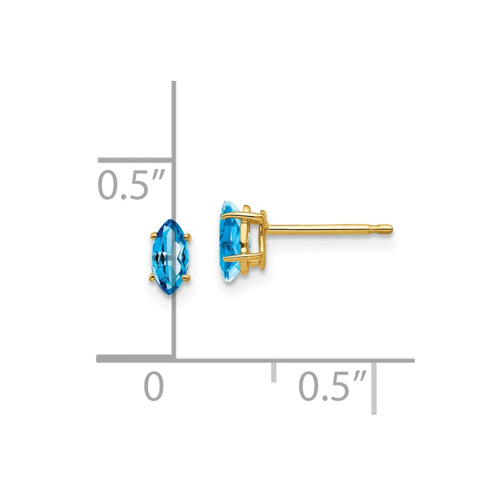 14k Blue Topaz marquis stud earring