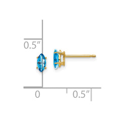 14k Blue Topaz marquis stud earring