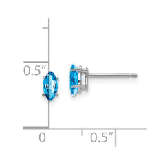 14k White Gold 6x3mm Marquise Blue Topaz earring